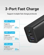 Vention FEDB0-US 3-port 65W GaN Fast Charger Adapter - Image 6