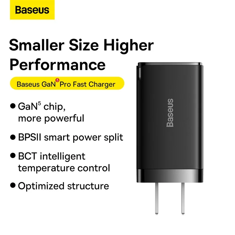 Baseus-GaN5-Pro-65W-Fast-Charger-2X-Type-C-1X-USB-Port-CN-With-Type-C-to-Type-C-100W-20V-5A-1m-Black-CCGP120001-2.jpg Baseus 65W GaN5 Pro Fast Charger 2C+U CN Adapter - Image 1